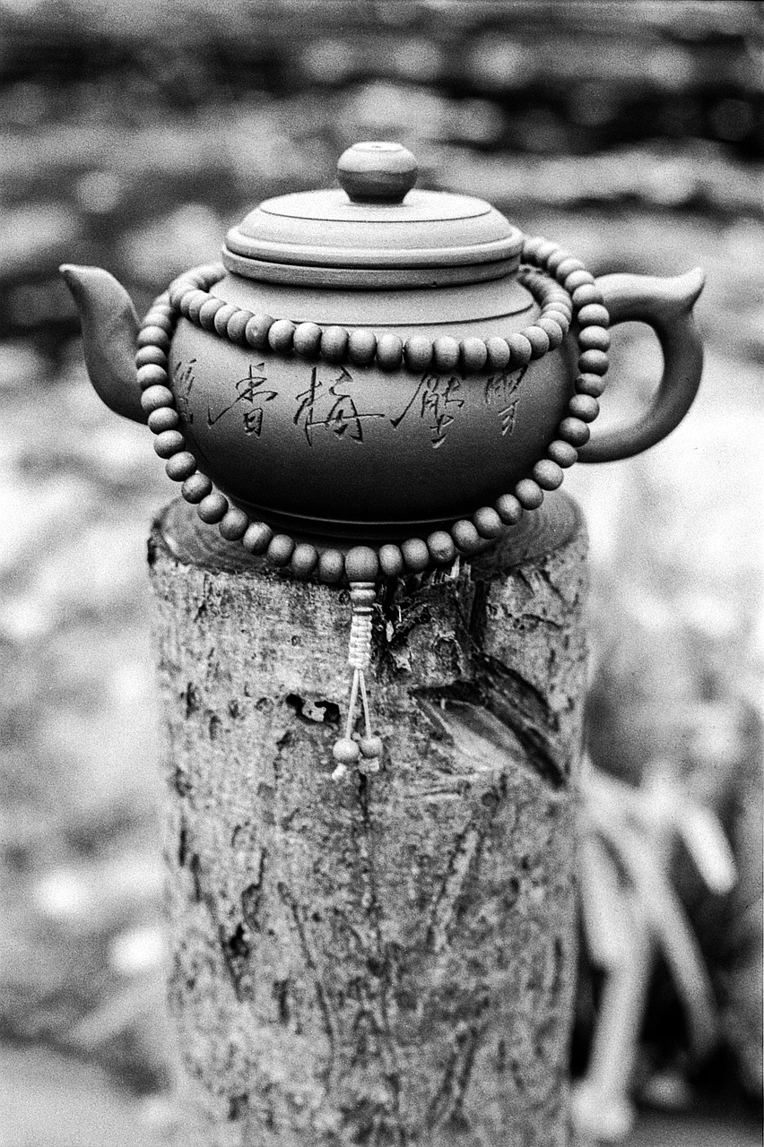 teapot, mala, praying beads