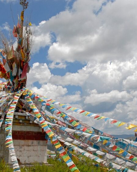 prayer flags, tibet, nature