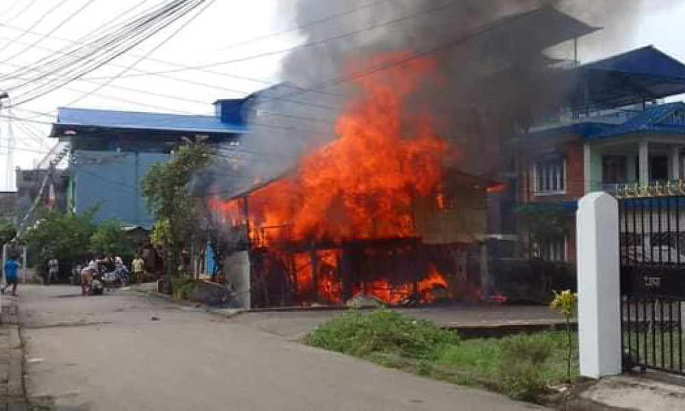 Fire destroys house in Dharan