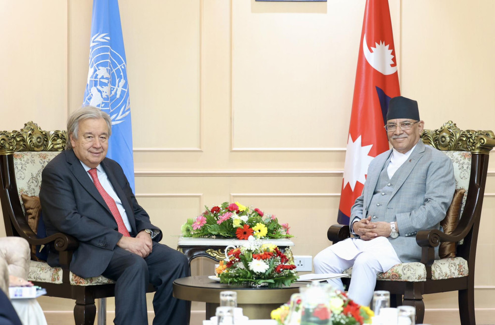 UN Secretary General Guterres meets Prime Minister Dahal, Foreign Minister Saud