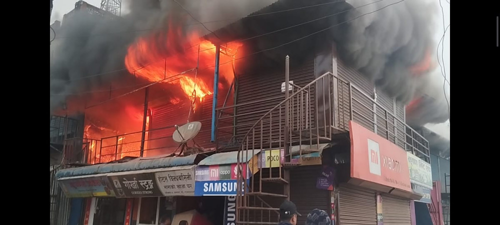 Fire destroys nine shops in Panchkhal
